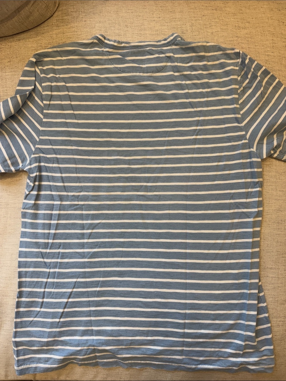 Faherty Light Blue and White Striped Pocket Tee - Picture 2 of 3